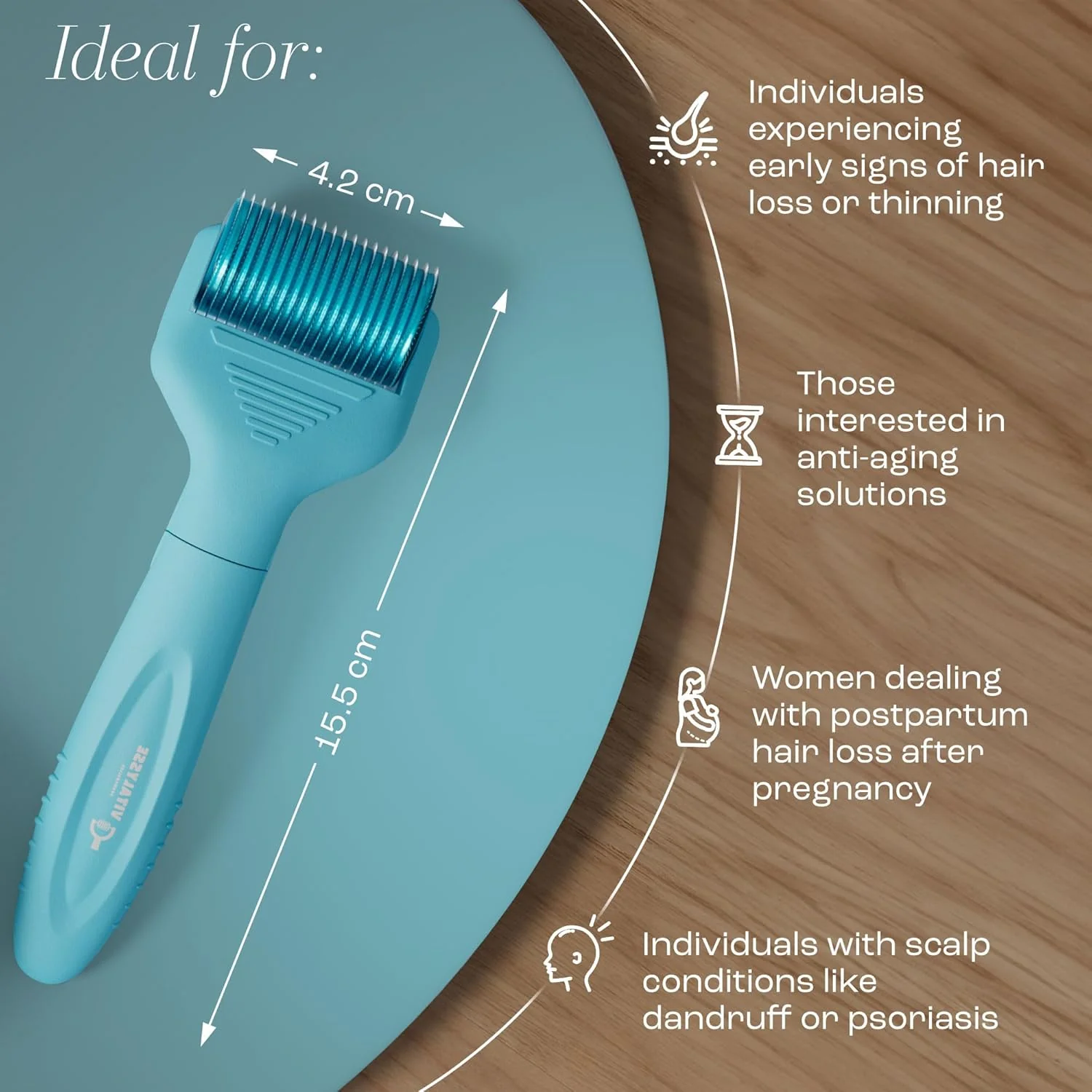 Derma Roller - Microneedle Roller with Replaceable Head for Men and Women - Derma Roller for Scalp and Body - Titanium Dermaroller (1200 Needles) - Image 4